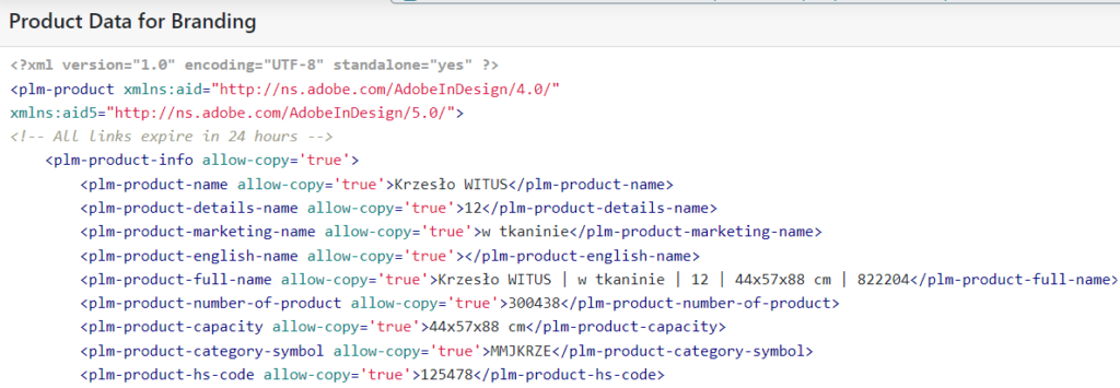 Product Data for Branding